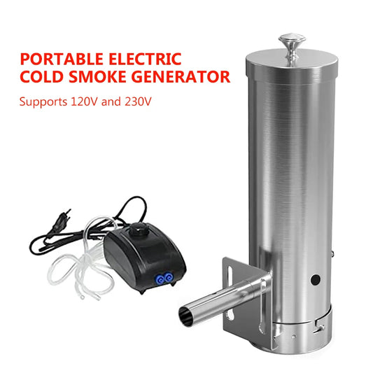 Portable Electric BBQ Smoker with Lid and Air Pump, Wood Pellets Outdoor Cold Smoke Generator