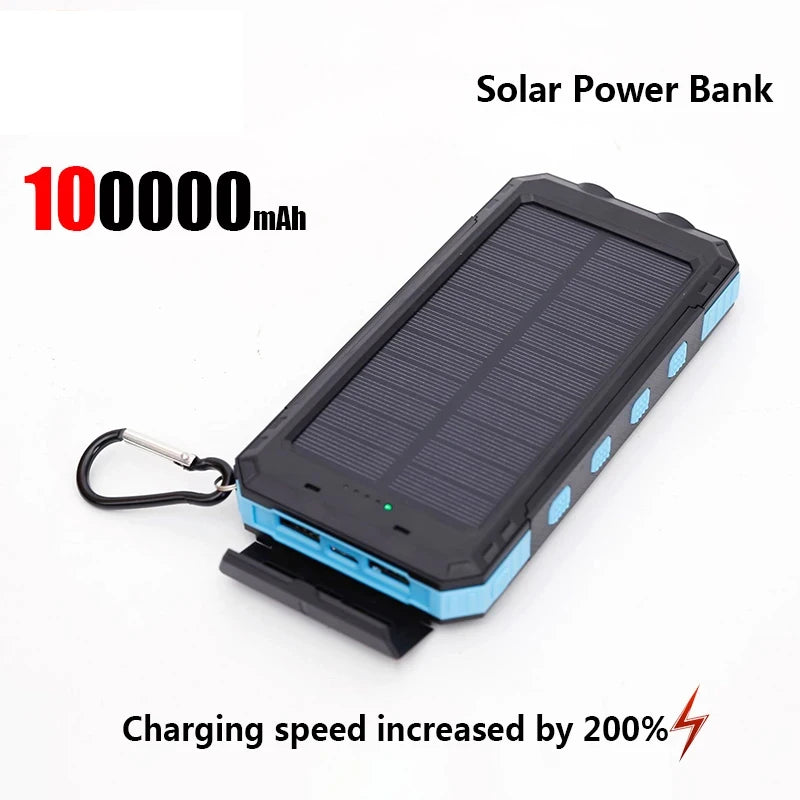 200000mAh Solar Power Bank Portable Large Capacity Charger Compatible with IOS Android USB-A and USB-C Fast Charging