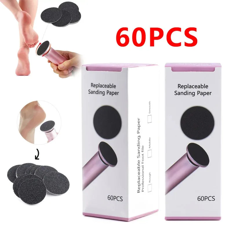 60Replaceable Sanding Disc Callus Remover Tool Electric Foot File Hard Callus Dead Skin Repair Foot Care Set