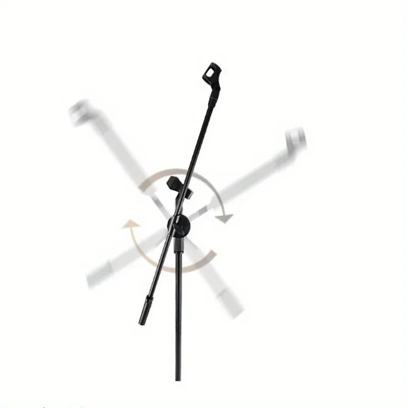 Tripod Boom Microphone Stand With Mic Clip Cell Phone And Microphone Not Included Collapsible And Lightweight,  Arms Adjustable