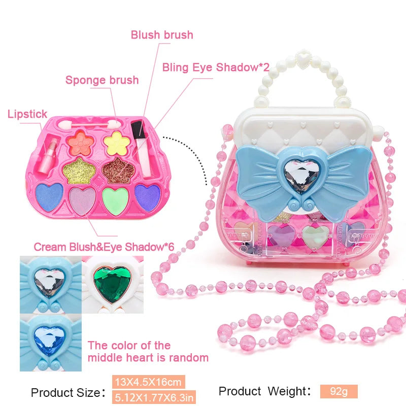 Kids' Dress-Up Toy Set: Makeup Kit, Bowknot Handbag, Jewelry Crossbody Bag | Ideal Gift for Party, Birthday, Christmas