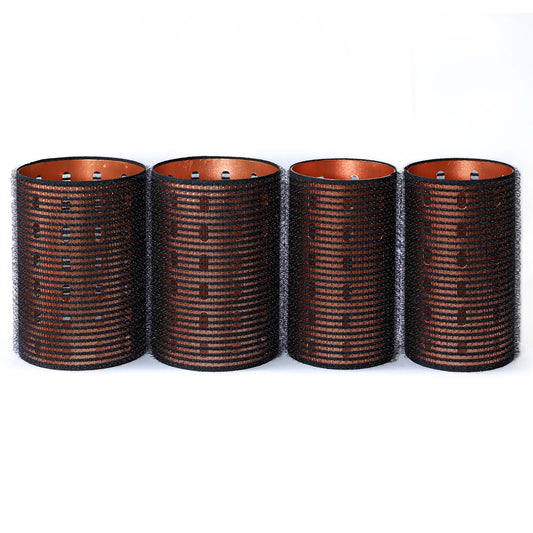 6pcs Large Roller Set Hook & Loop Aluminium Rose Gold Core Self Grip Rollers Ceramic Hot Thermal Volume Curler 90mm 1934