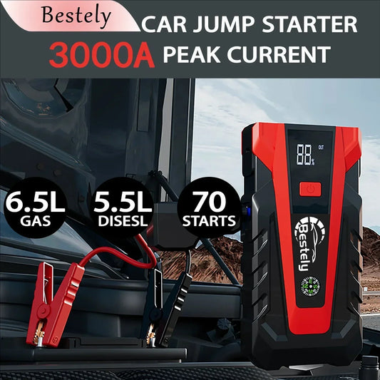 Bestely-12V-99800mAh-3000A Car Jump Starter Car Battery Starters Portable Power Bank 12V Starting Device Petrol Diesel Car
