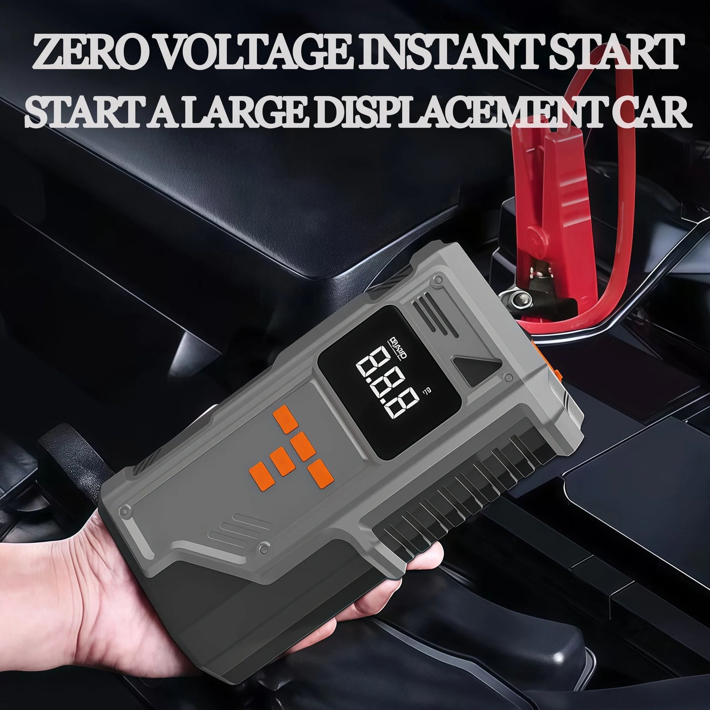 JKUOO Car Jump Starter And Air Inflator  10.2 Bar Fast Fill -40°C Low-Temp Work 12V Lead-Acid Battery with Tire Monitoring