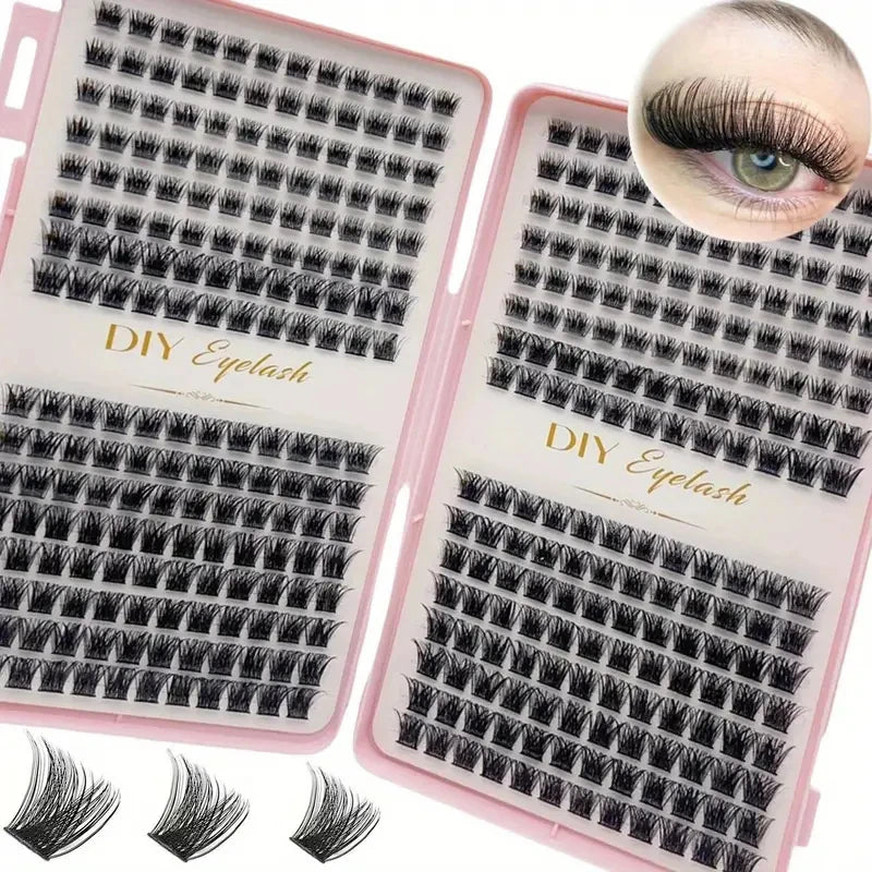 Eyelash Extension Kit - Individual Eyelashes Set, D-Curl, Multiple Lengths, Odorless, Easy to Apply for Home Makeup Books