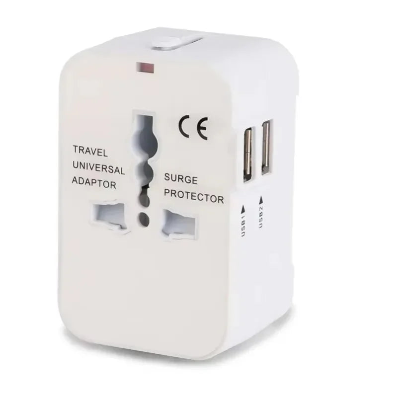 Foldable All-in-One Universal Travel Adapter EU UK US AU Power Charger Adapter Outlet Converter Socket with Dual USB 2.1a Port