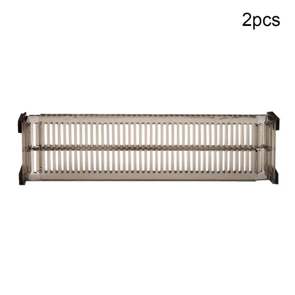 2Pcs Clear Drawer Dividers Organizers Adjustable Cabinet Closet Storage Plastic Drawers Separators for Clothing Kitchen Utensils