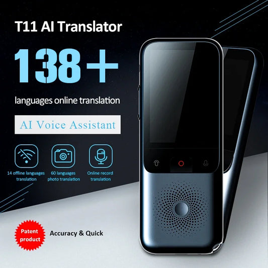 مترجم صوتي محمول T11، يدعم 138 لغة، مترجم ذكي يعمل دون اتصال بالإنترنت وفي الوقت الفعلي، مترجم صوتي ذكي بتقنية الذكاء الاصطناعي للصور والصوت، T10Pro