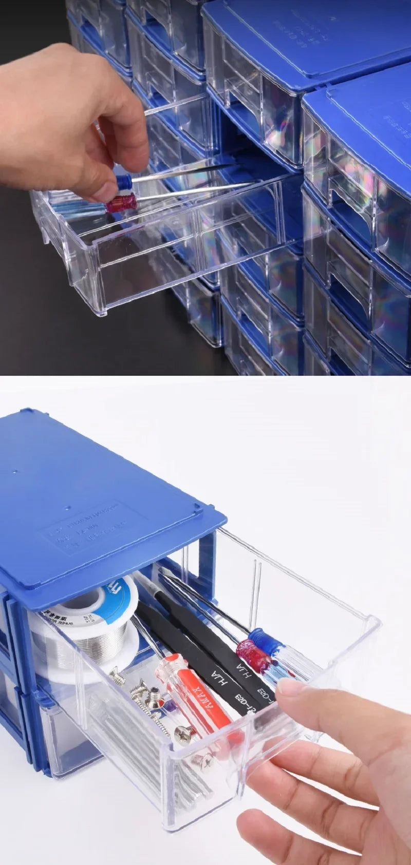10 Pieces Drawer Storage Box Stackable Rectangular Small Parts Tool Storage Box Office Desktop Organizer