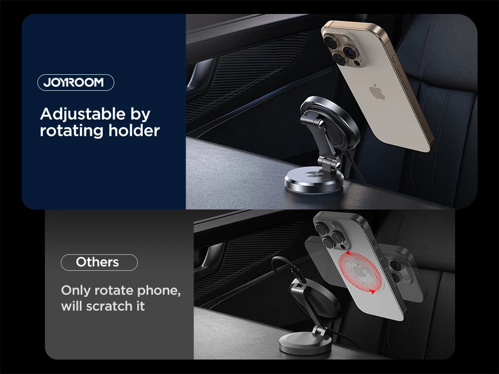 Joyroom Magnetic Car Phone Mount Holder Charger with Rotatable Charging Panel 15W Fast Wireless Charging Magnetic Phone Mount