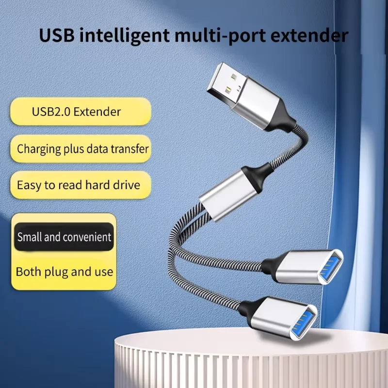 Multi USB C to USB A 2.0 HUB Dual Port Splitter Adapter OTG for Laptop Computer Printer Charging Data Transfer Extension Cable