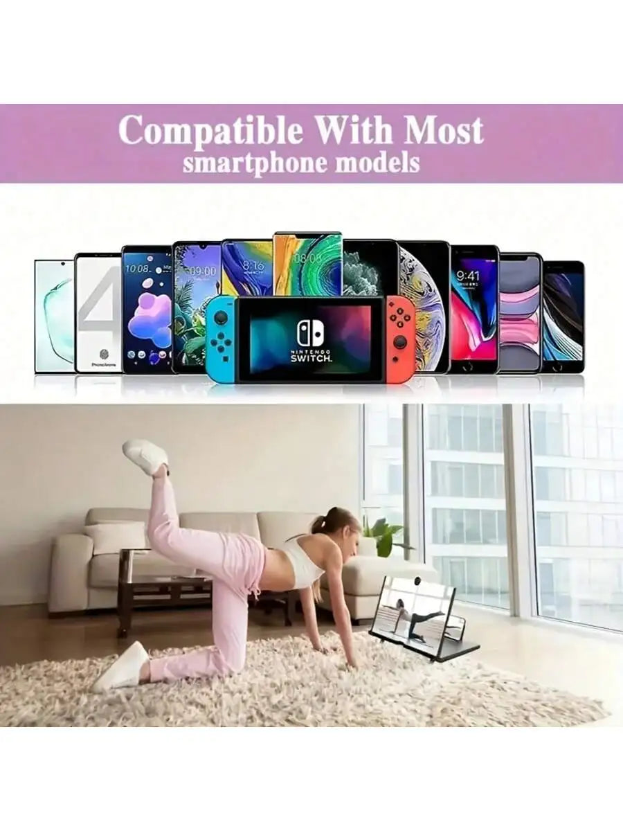 Foldable Phone Screen Magnifier Stand, Convert Smartphone to Tablet, Hands-Free Viewing, Eye Protection Design, Portable Design