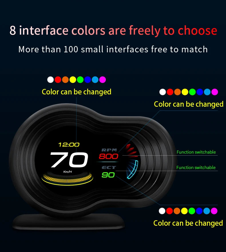 OBD2 Car HUD F9 OBD Head Up Display Auto Smart Car On-board Computer Gauge Digital Speedometer Temperature Engine RPM Alarm