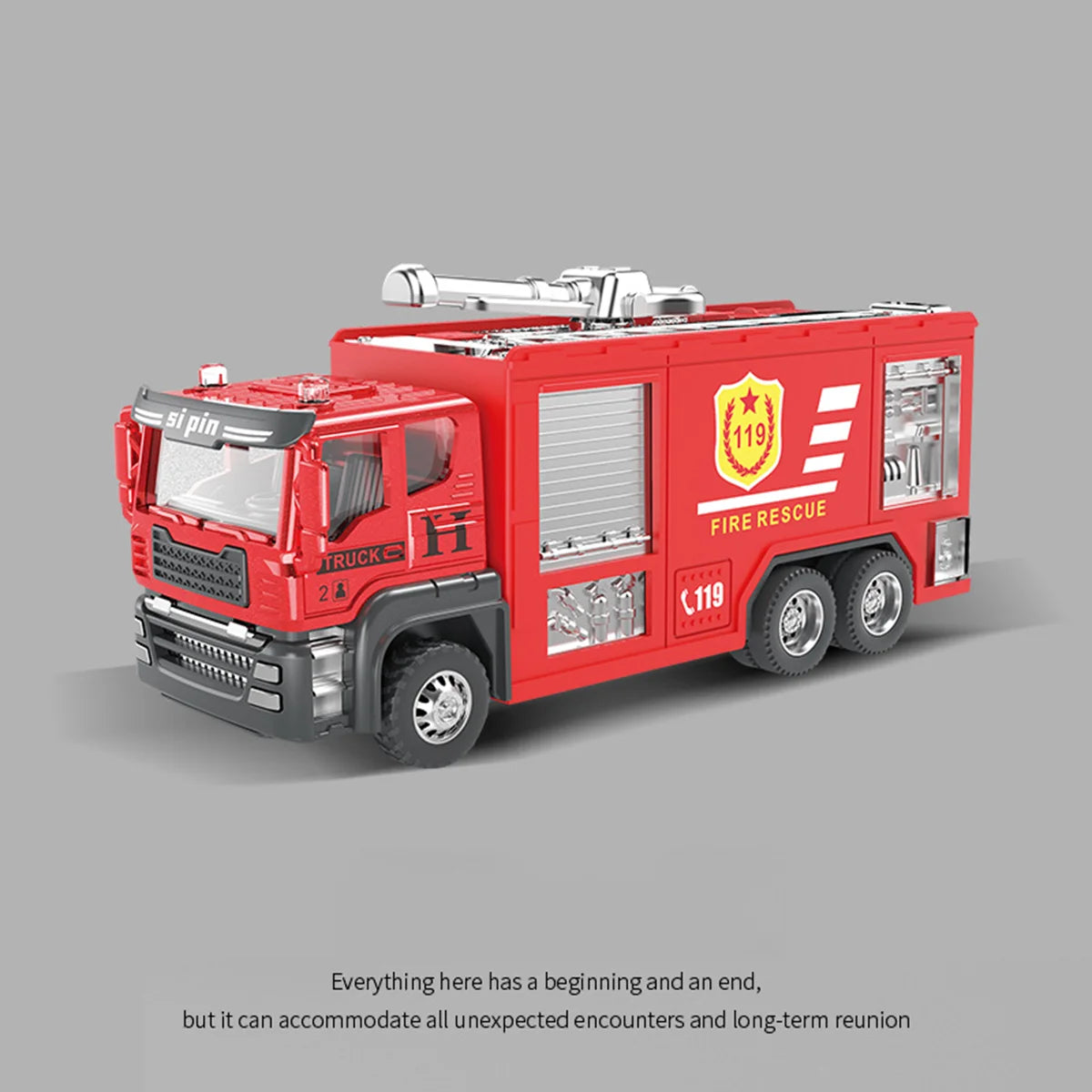 Inertial car toy, alloy head simulation, fire engine, ladder truck, water sprinkler model, boy toy, engineering vehicle toy