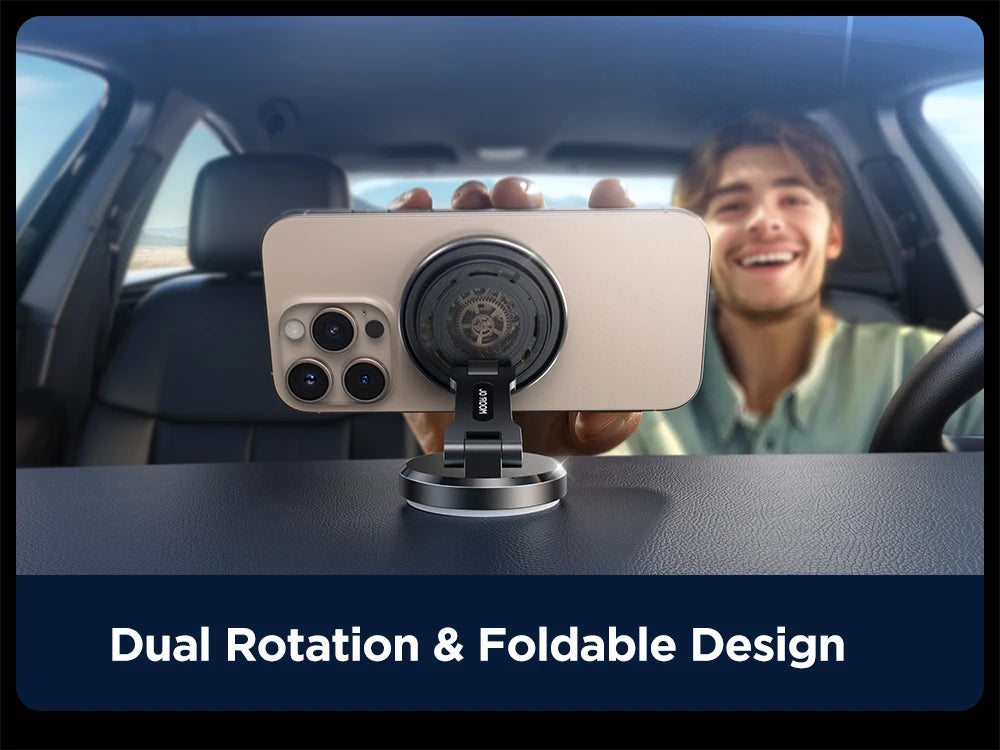 Joyroom Magnetic Car Phone Mount Holder Charger with Rotatable Charging Panel 15W Fast Wireless Charging Magnetic Phone Mount