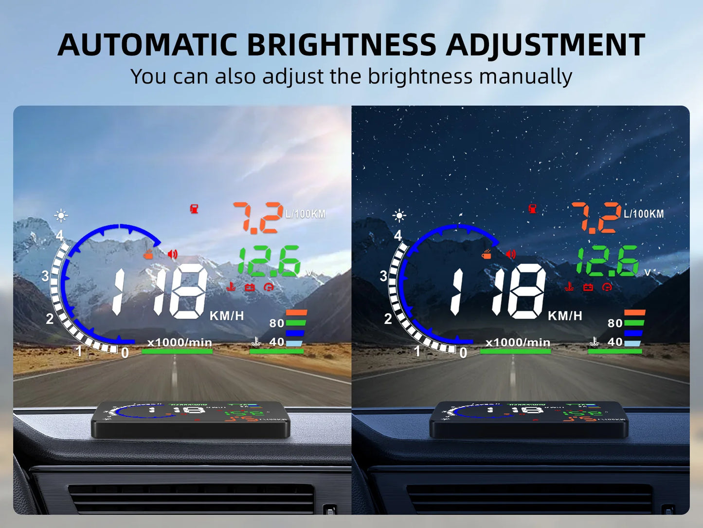 AD Digital Car OBD HUD A8 Head Up Display AUTO HUD OBD Reflect Windshield Screen Projector LED Speedometer Water Temp RPM Meter