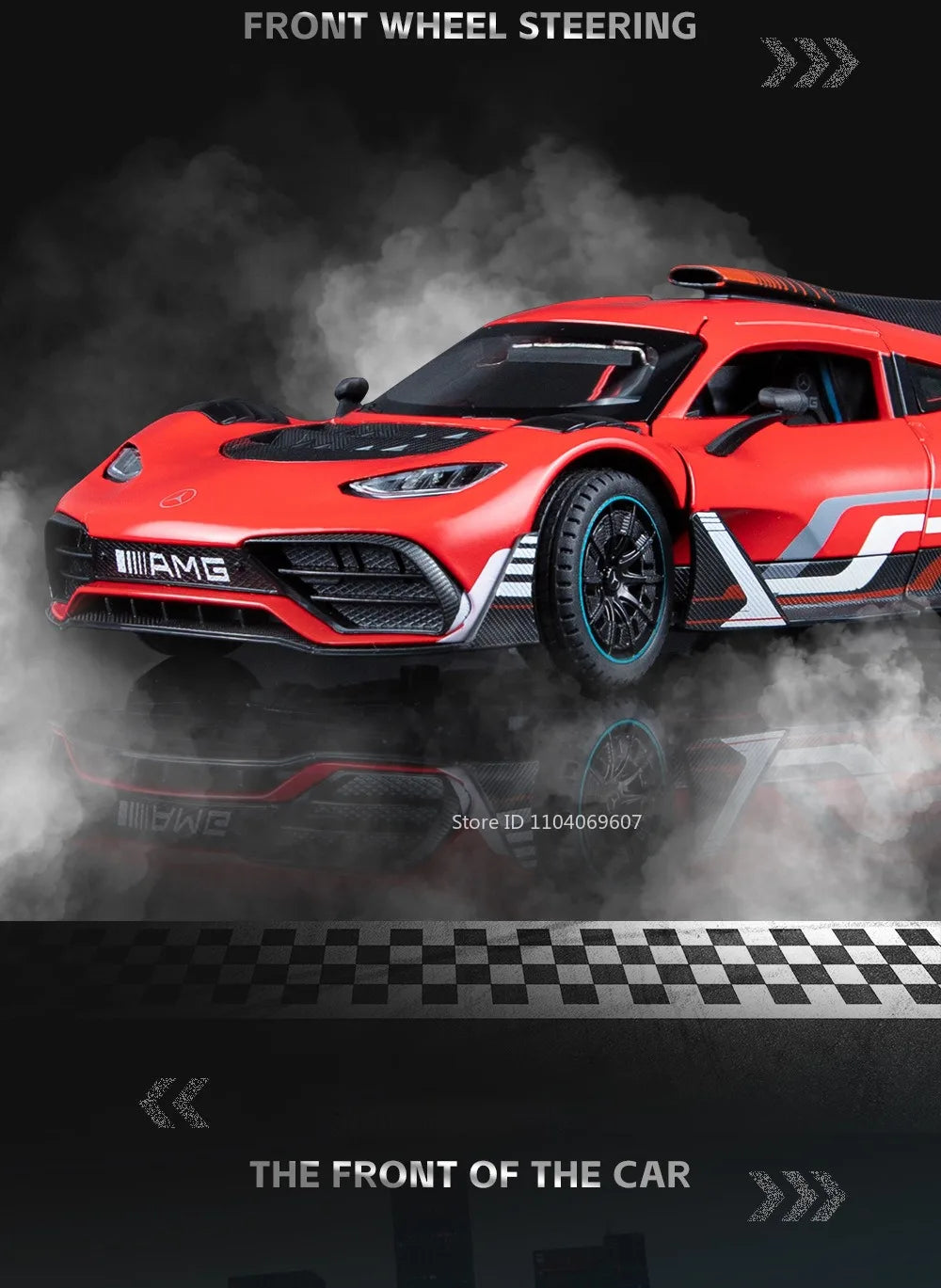 Scale 1:24 ONE Sports Car Model Toy Modified Metal Diecast Free Wheeling Vehicles Simulation Sound & Light Gift for Children