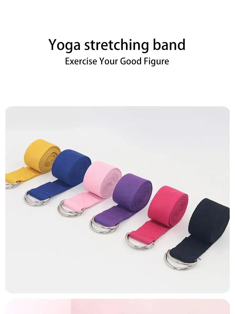 1Pc Yoga Strap For Yoga Pilates Ballet Dance With Adjustable D-Ring Buckle Cotton Yoga Belt For Fitness Daily Stretching