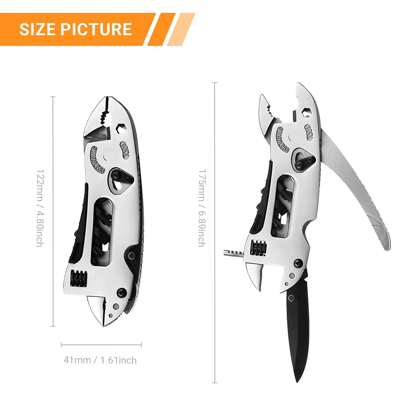 Multi-Tool Pliers Set: Adjustable Wrench, Screwdriver, Wire Cutter, Portable Folding Multi-Tool for Emergency Kit
