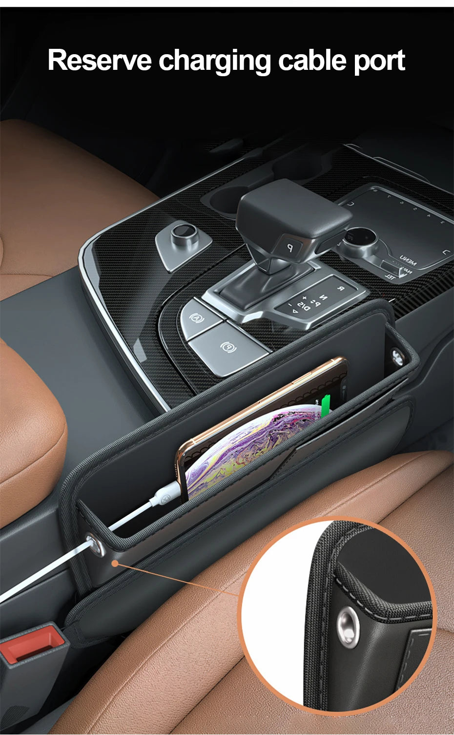 SEAMETAL Car Seats Gap Storage Bag PU Leather Auto Console Side Pocket Universal Car Seat Crevice Storage Box Slit Gap Filler