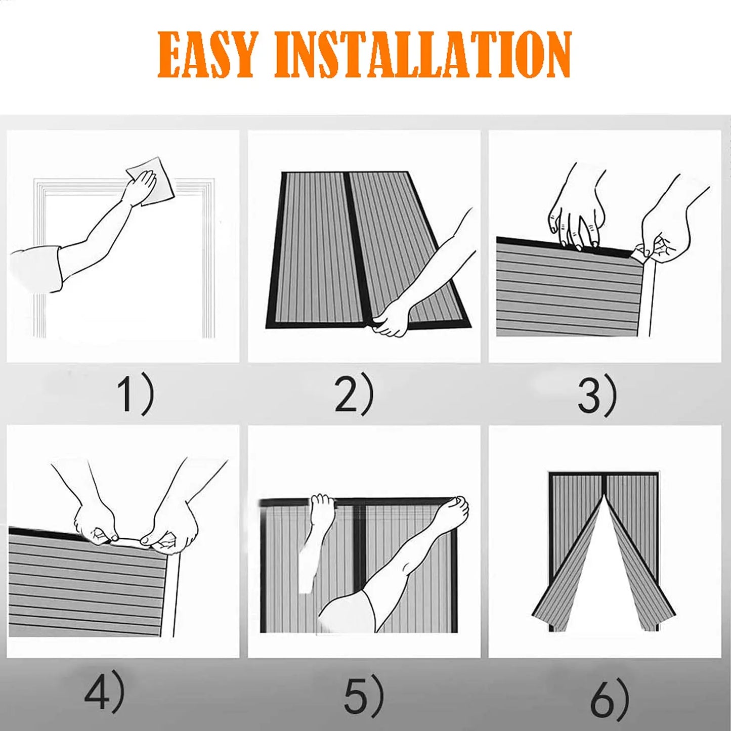 Magic Mesh Magnetic Mosquito Screen Door Net Curtain with Magnets Reinforced Polyester Mesh Dustproof & Insect Proof