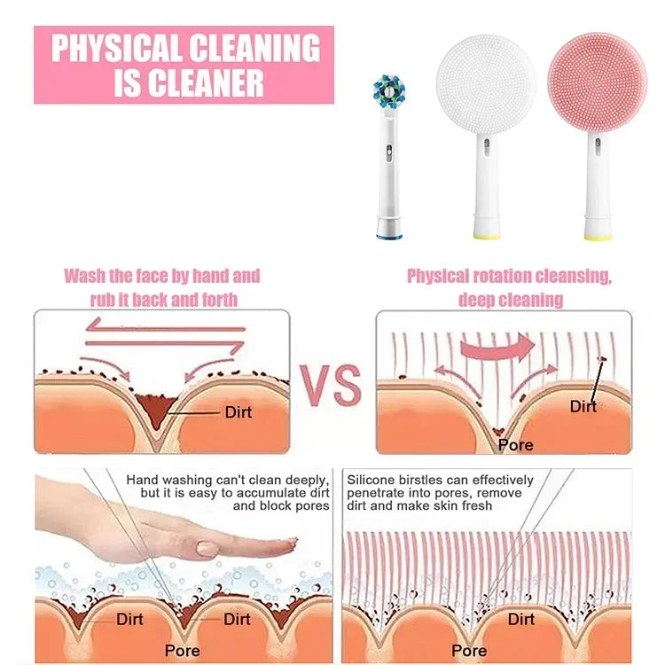 Facial Brush Head For Braun Oral b Vitality Triumph D12 D16 D20 D34 Electric Toothbrush Head Silicone Facial Cleansing Brush