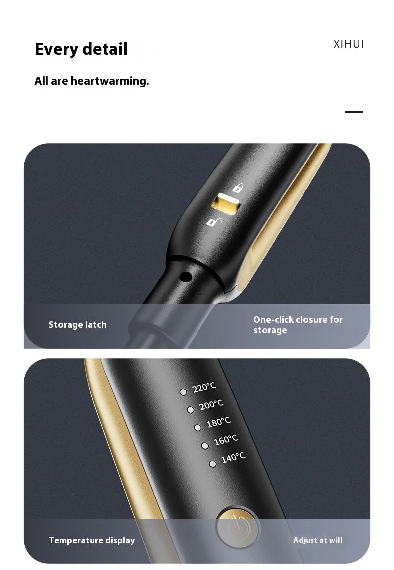 2-in-1 Mini Hair Straightener & Curler - Ceramic Fast Heating 140-220°C - Portable Flat Iron for Short Hair Travel Styling