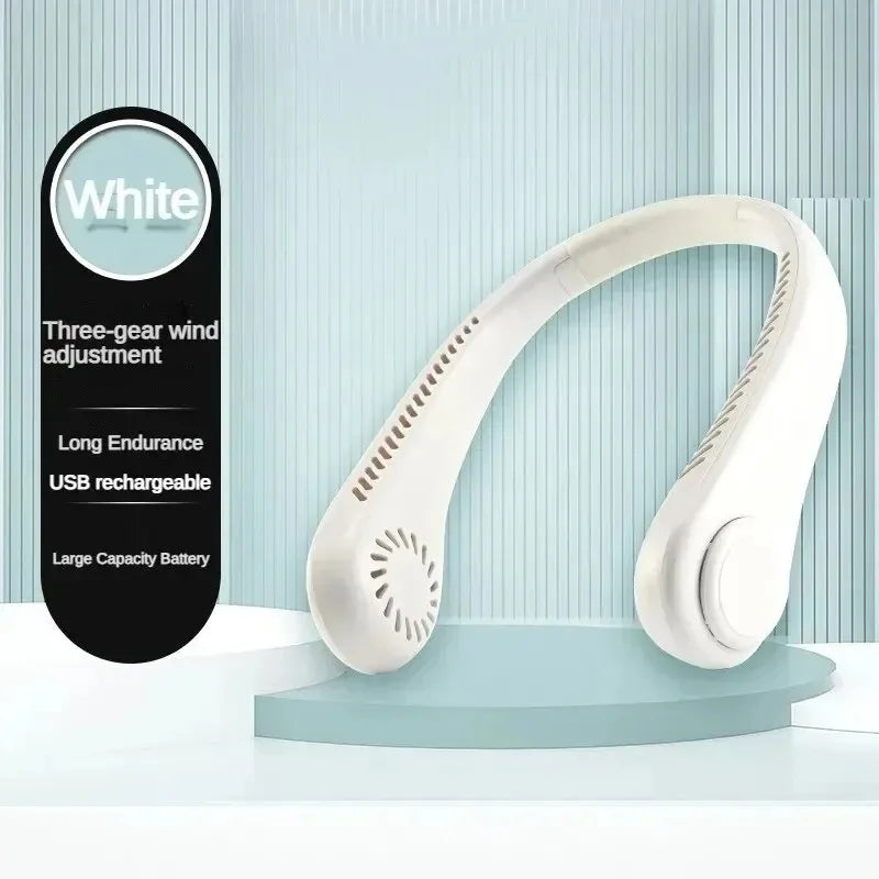Portable Mini Home Summer Air-cooled Neck Hanging Fan for Outdoor Sports, Running, Travel Without Blades, Wearable USB Neck Stra