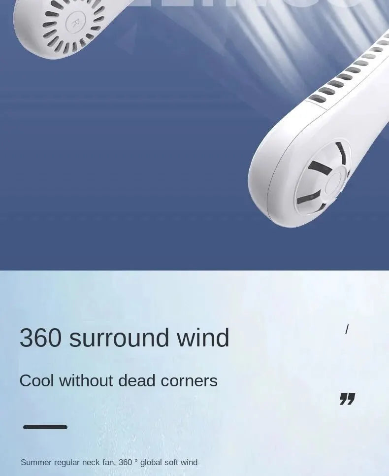 Portable Mini Home Summer Air-cooled Neck Hanging Fan for Outdoor Sports, Running, Travel Without Blades, Wearable USB Neck Stra