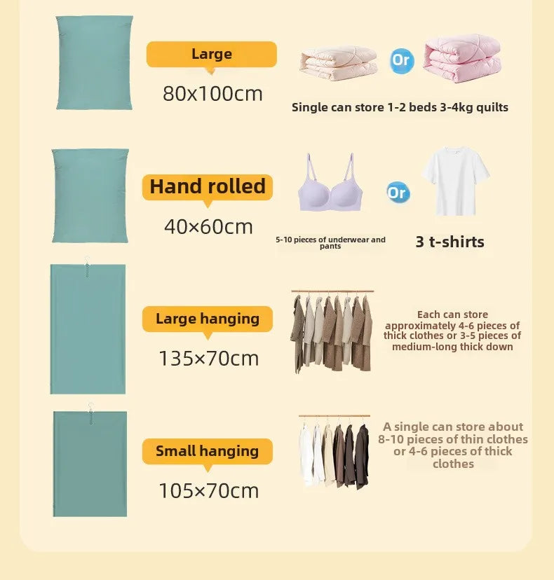 Vacuum Compression Bag No Pumping Clothes Quilt Storage Home Bag Large 3D Vacuum Compression Bags