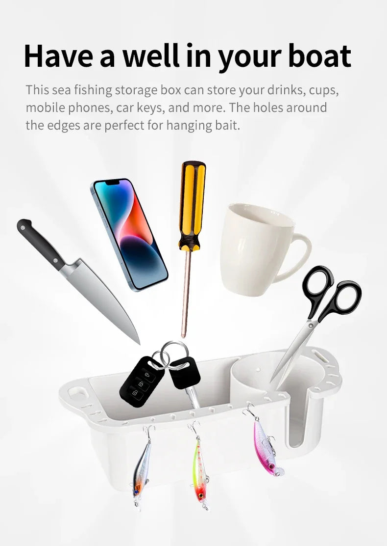 Marine Storage Caddy Box Can Cup Holder Yacht Pontoon Fishing Cabin Storage Tray Bracket Organizer Storage Tools