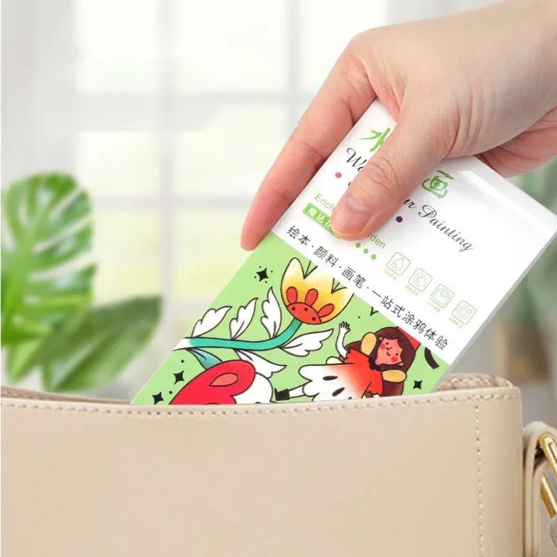 Kids Portable Watercolor Painting Book Paint With Water Brush Gouache Graffiti Picture Coloring Drawing Toys Kindergarten Gifts