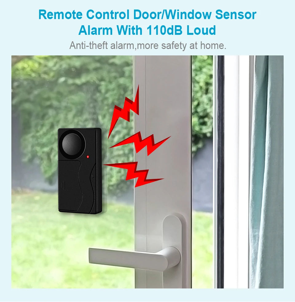 Wireless Vibration Alarm Door And Window Anti-Theft Alarm With Remote Control 110dB Motorcycle Bicycle Security Sensor System