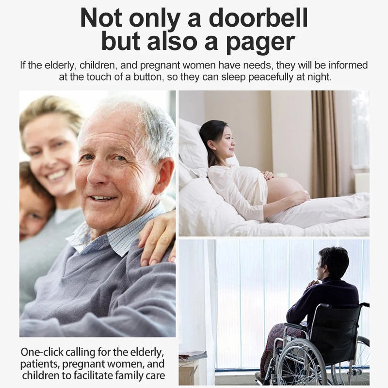 Smart Wireless Doorbell Family Door Bell Chime Kit 300M/1000Ft Long Distance 60 Songs Intelligent Doorbell Kit US EU Plug