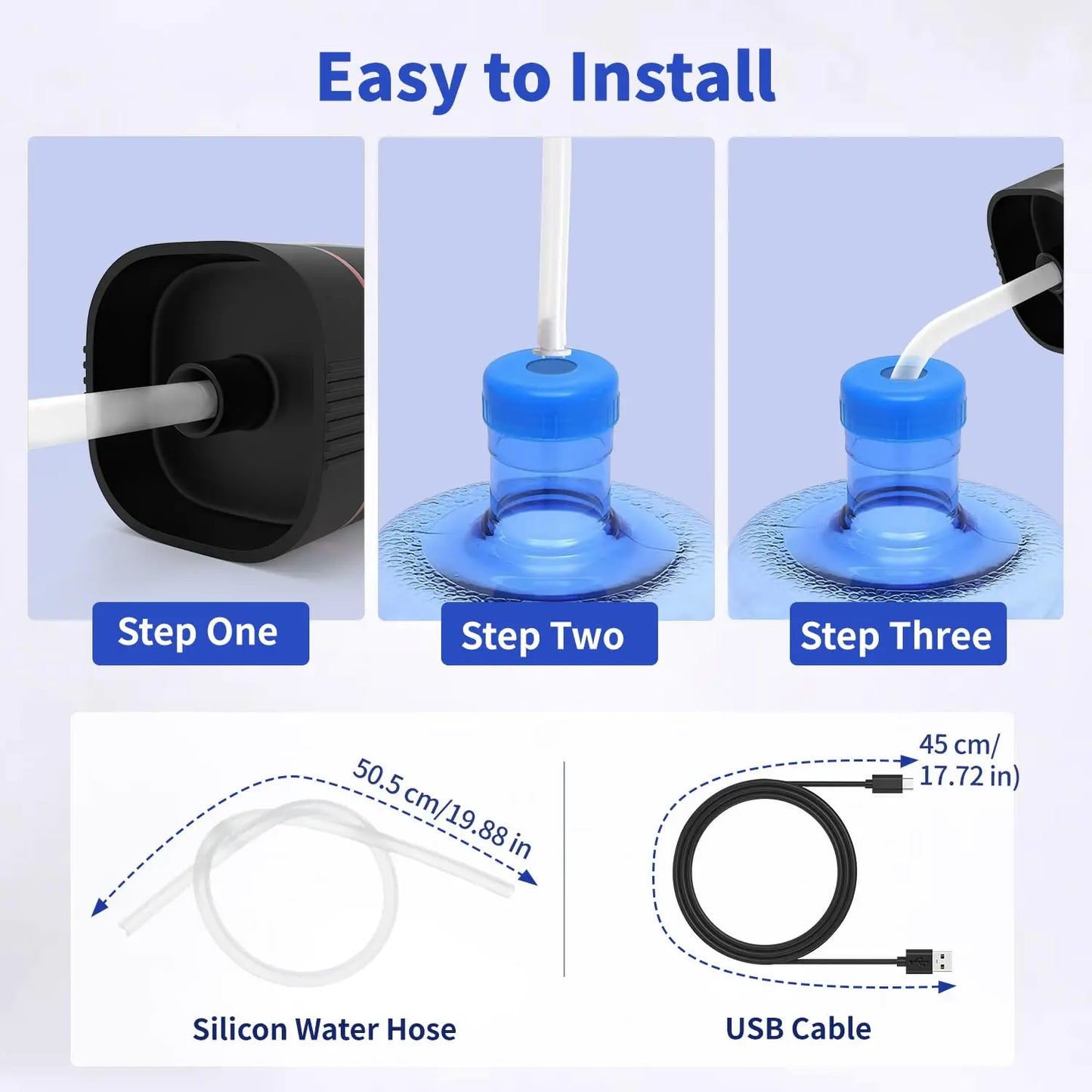 Water Dispenser Bottle Pump, Electric Water Pump for Universal 2-5 Gallon Bottle, Portable USB Charging Drinking Water Dispenser