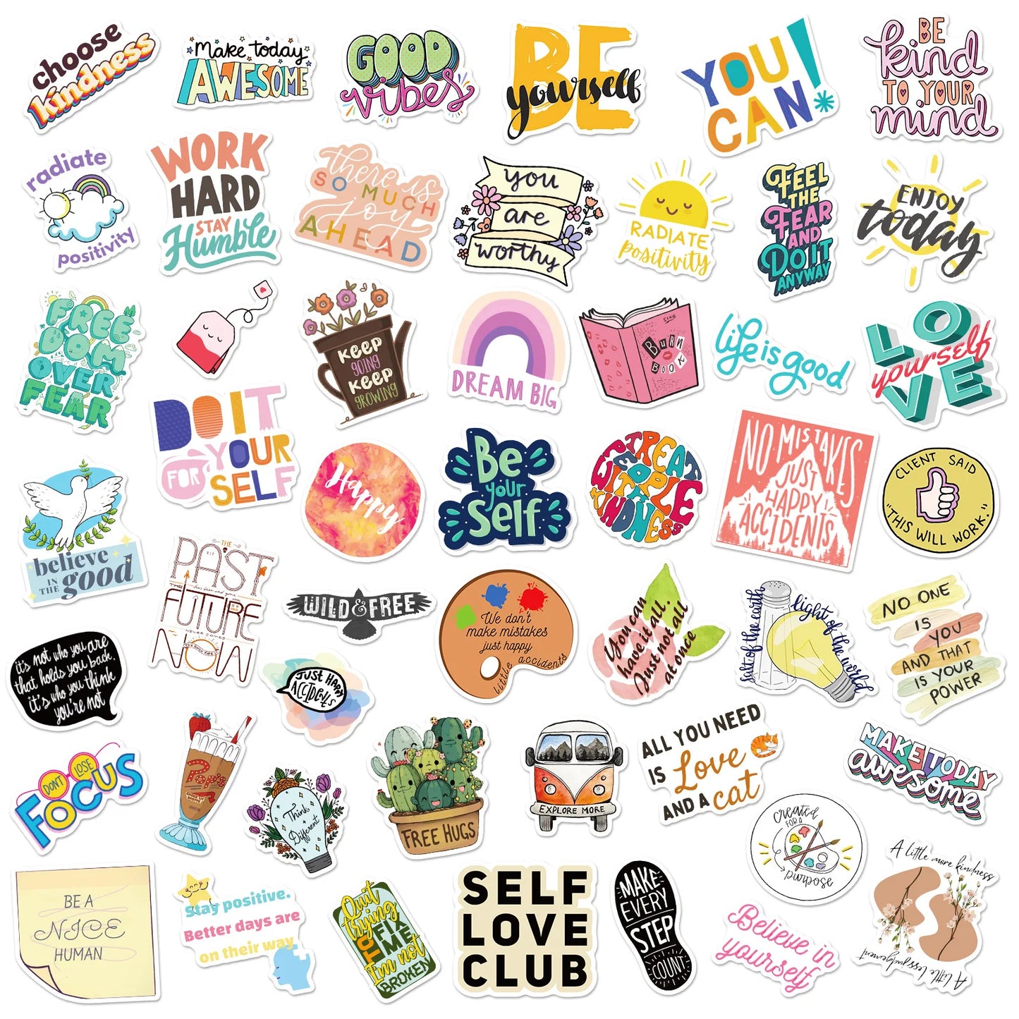 50Pcs Inspirational Stickers for Water Bottles, Motivational Stickers for Teens, Students, Teachers, Vinyl Waterproof Durable