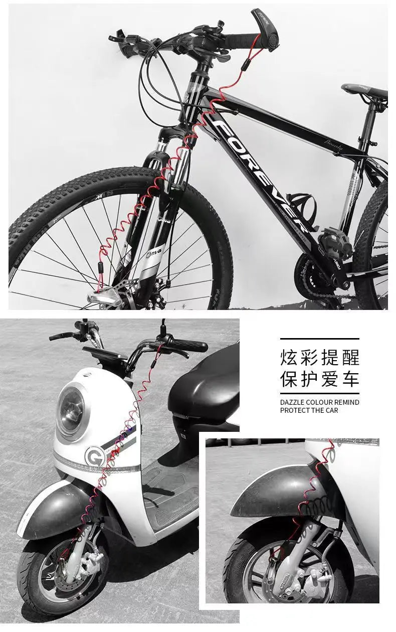 1.5m Bike Spring Cable Lock Anti Theft Rope Alarm Disc Lock For Motorcycle/Bike Scooter Security Reminder Protection Accessories