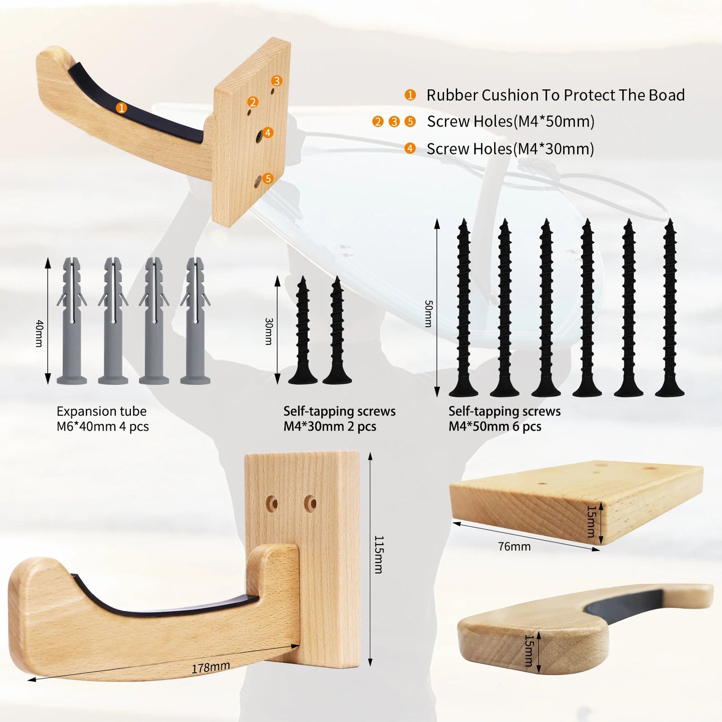 Surfboard Rack for Wall | Surfboard Wall Mount | Surfboard Wall Rack | Paddle Board Wall Rack | Surf Board Wall Mounts