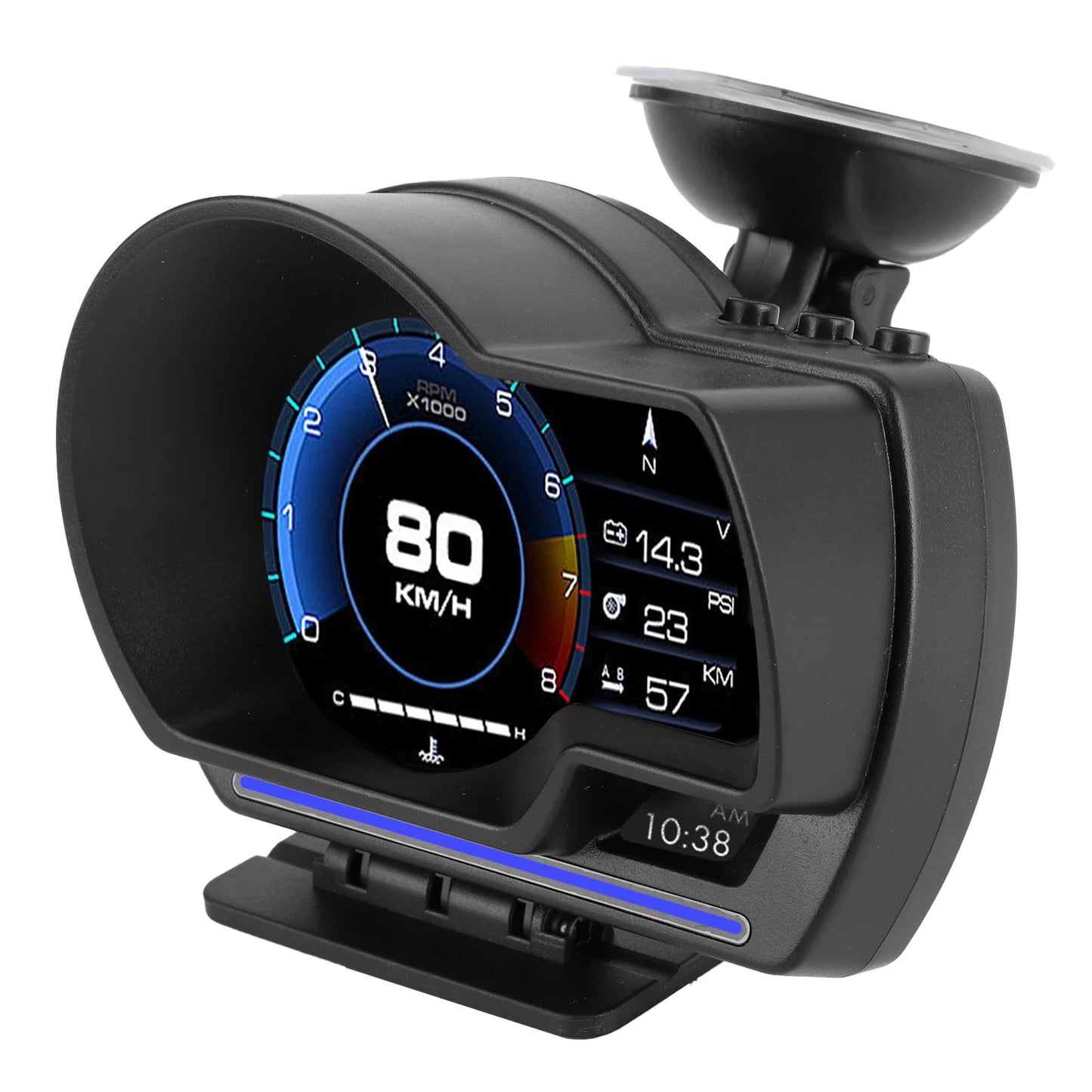 Car Smart Head Up Display OBD2 GPS Digital HUD Speedometer Turbo RPM Alarm Head‑Up Displayer