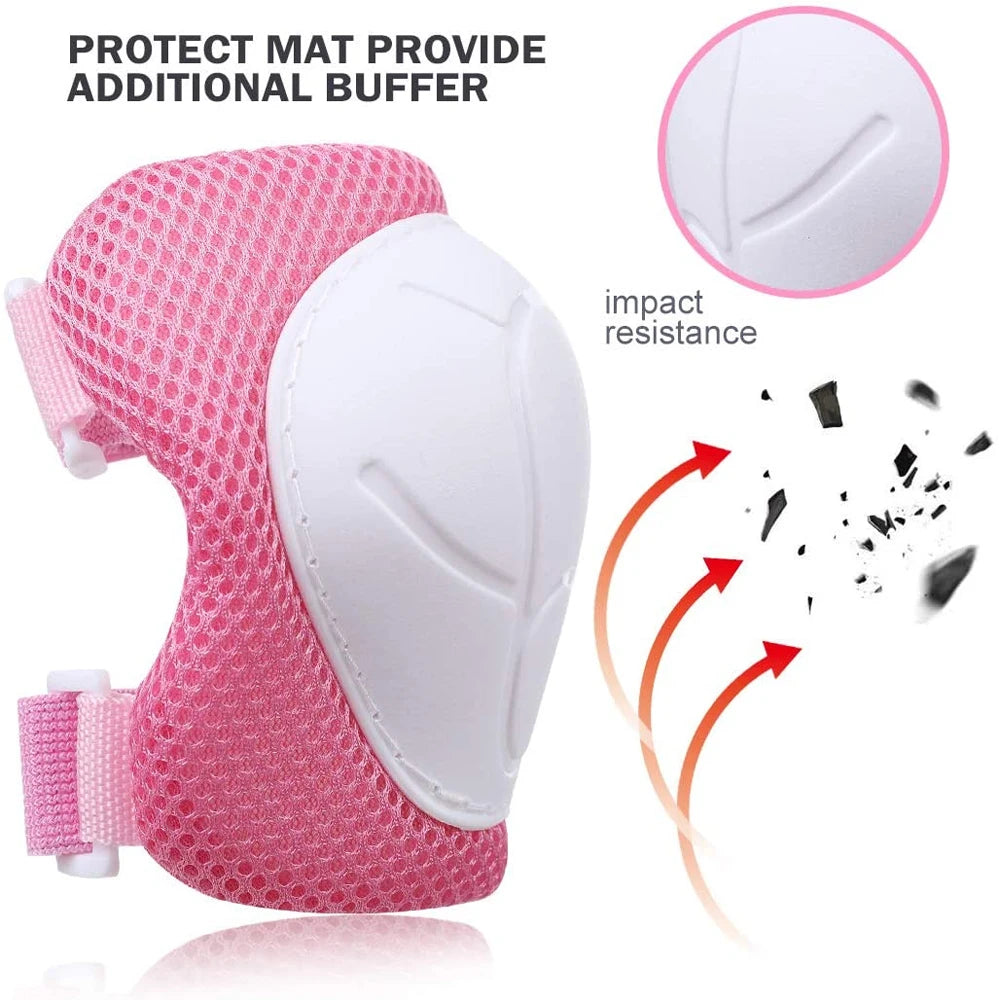 6PCS Kids Protective Gear Set Knee Pads for  3-14 Years Toddler Knee & Elbow Pads with Wrist Guards 3 in 1 for Skating Cycling