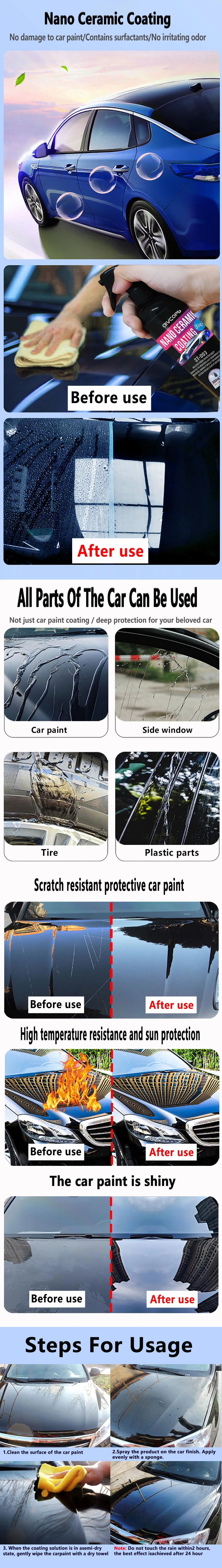 3 In 1 Ceramic Car Coating Spray Nano Ceramic Coating For Auto Paint Care Crystal Durable Protection Paintwork Shine Shield