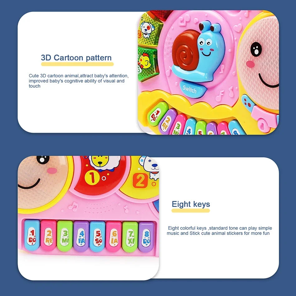Baby Musical Toy with Animal Sound Kids Piano Keyboard Electric Flashing Music Instrument Early Educational Toys for Children