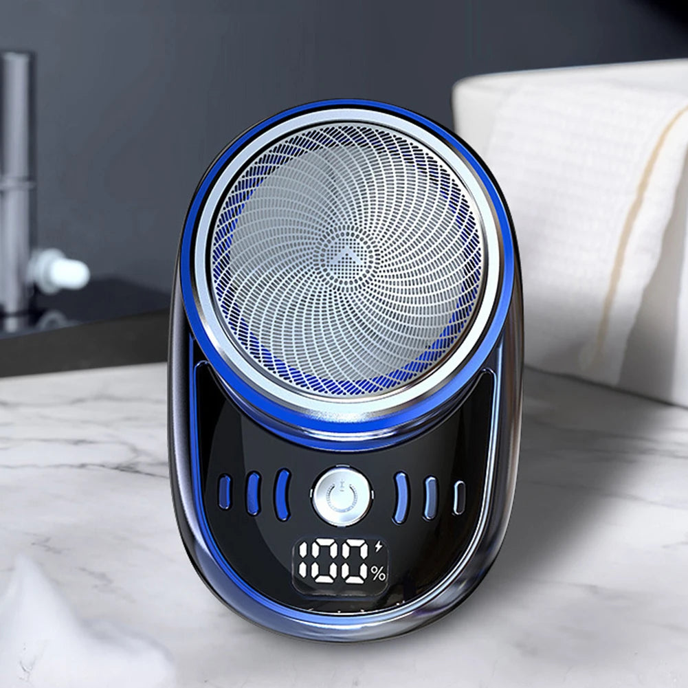 Men Mini Electric Travel Shaver with Digital Display Face Beard Trimmer Washable Rechargeable Shaver Pocket Size Portable Shaver