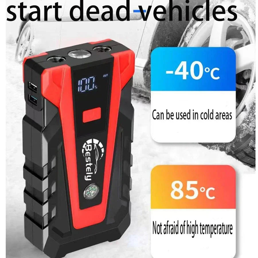 Bestely-12V-99800mAh-3000A Car Jump Starter Car Battery Starters Portable Power Bank 12V Starting Device Petrol Diesel Car