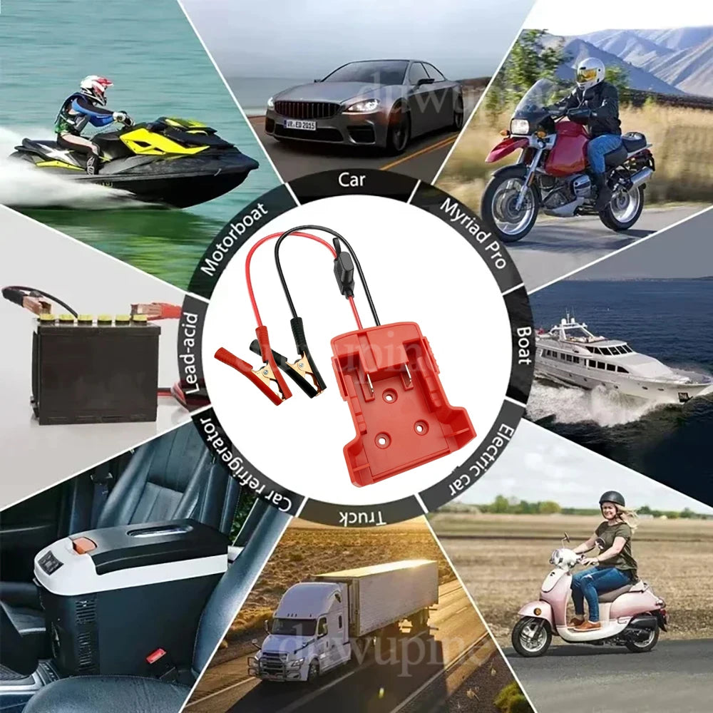 Igniter Jump Starter for Makita DeWalt Milwaukee 18V Battery Car Booster Cable with Fuse Automotive Emergency Power DIY Adapter