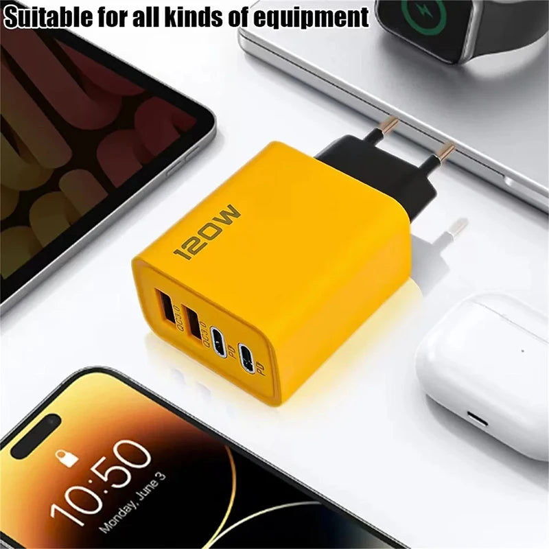 4 Port USB C PD Charger Quick Charge 3.0 Type C USB Phone Charger US EU Plug Wall Travel Fast Charging Adapter For Smart Phone