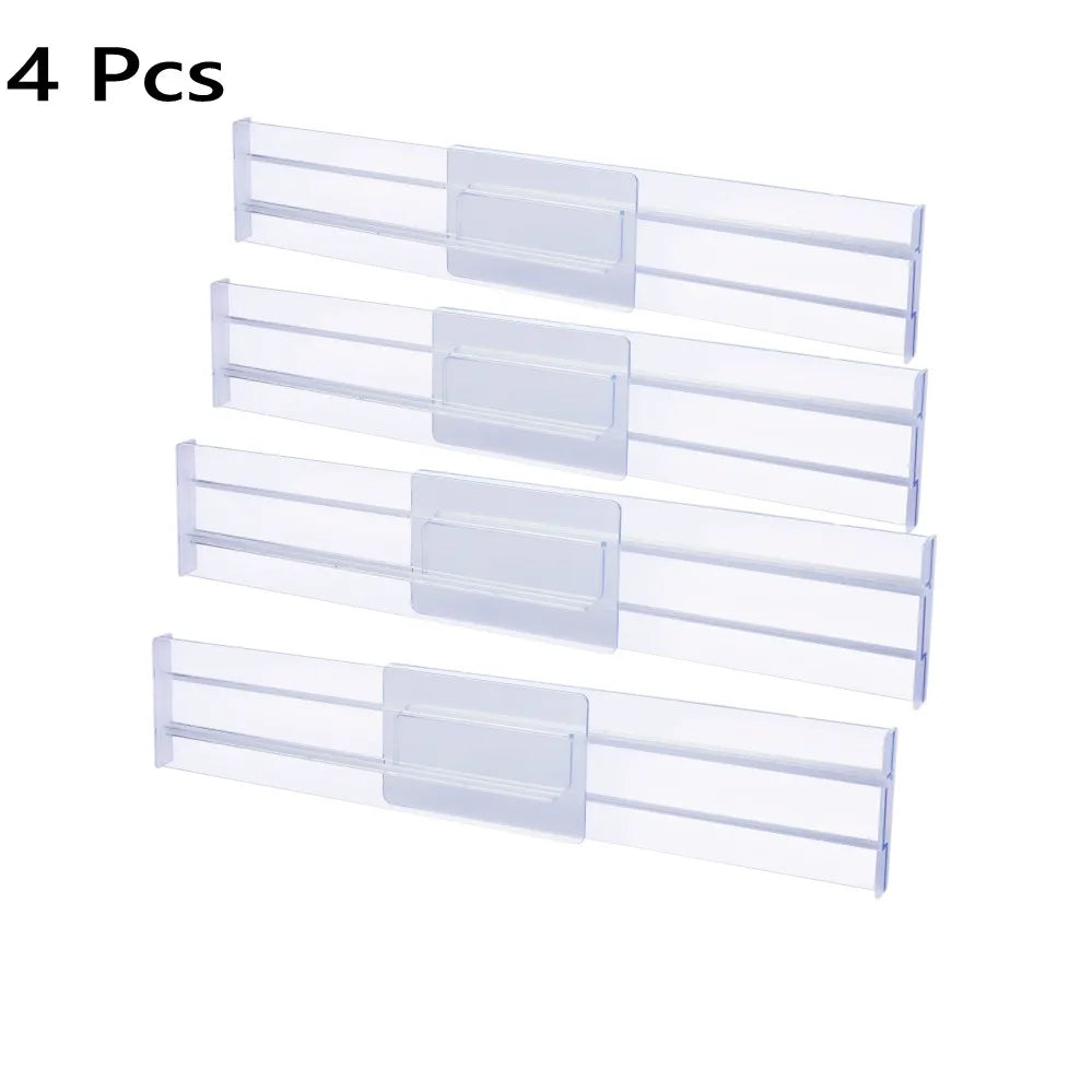 Drawer Dividers Organizers 8 Pack, Adjustable Kitchen Drawer Storage, Clear Plastic Drawers Separators for Clothing