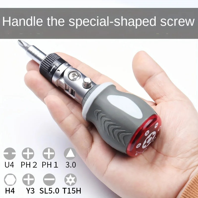Набор многофункциональных отверток с храповым механизмом и поворотом на 180 градусов, регулируемая отвертка, бытовая, специальной формы.