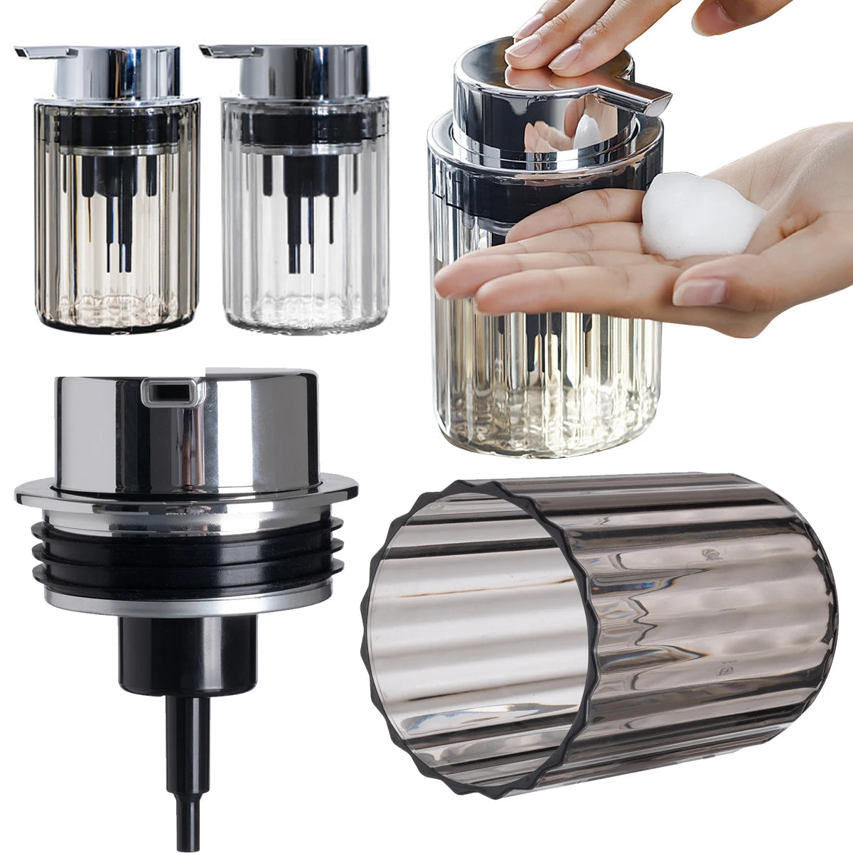 Hands Foaming Soap Dispenser for Bathroom Liquid Soap Mousse Bottle Refillable Kitchen Push-type Dish Soap Container