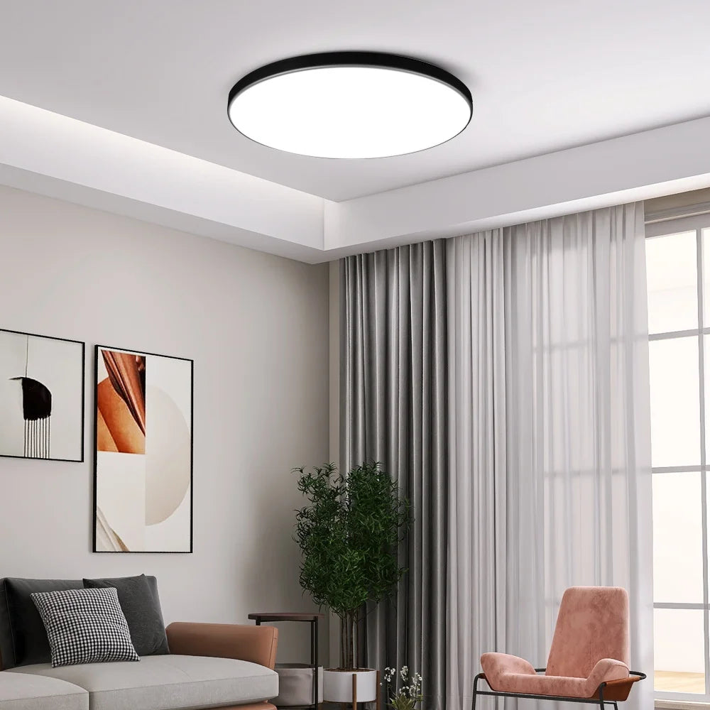 مصباح سقف ذكي بتقنية LED مع جهاز تحكم عن بعد، 3 ألوان، قابل للتعتيم، مصابيح سقف رفيعة للغاية، مصباح سقف لغرفة النوم أو المطبخ